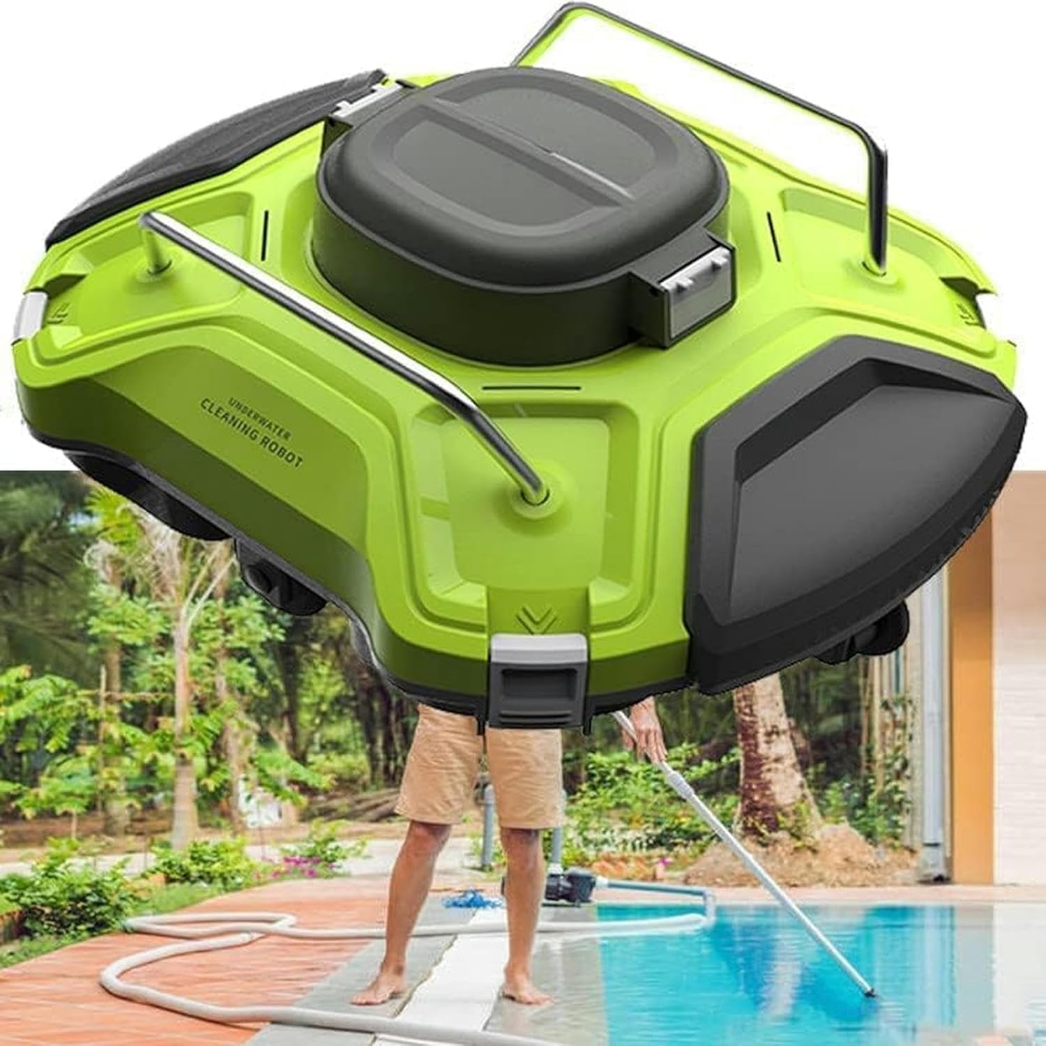 Cordless Robotic Pool Cleaner, Pool Vacuum Up to 90 Mins Pool Vacuum for above Ground/Inground Pool, Powerful Suction, Cleaning for Flat Pools Up to 550 Sq.Ft