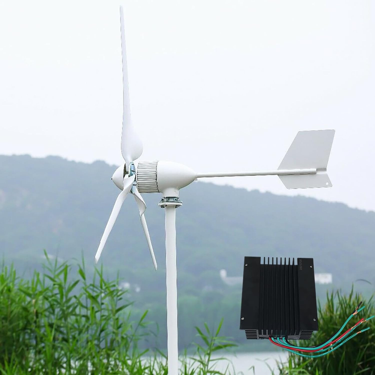 Wind Turbine Generator Kit 2000W 24V Wind Power Generator with Charge Controller for Home RV Boat Marine Electricity Set Off Grid System