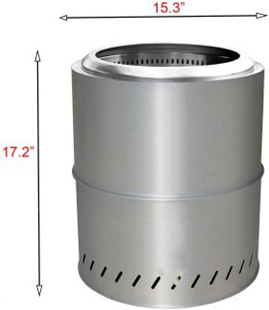 15 Inch Fire Pit Smokeless for Outside Smokeless Fire Pit Grill,Durable Stainless Steel for Wood Burning Smokeless Firepit for Patio Garden,Camping,Backyard