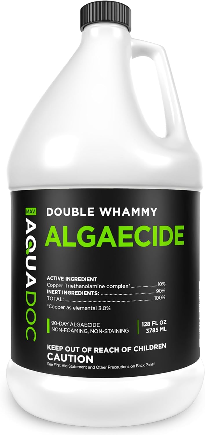 Copper Pool Algaecide for Swimming Pools - 128 oz - 90 Day Algaecide for Inground & Above Ground Pools, Helps Prevent & Remove Green, Mustard, Blue, Black Algae - AquaDoc