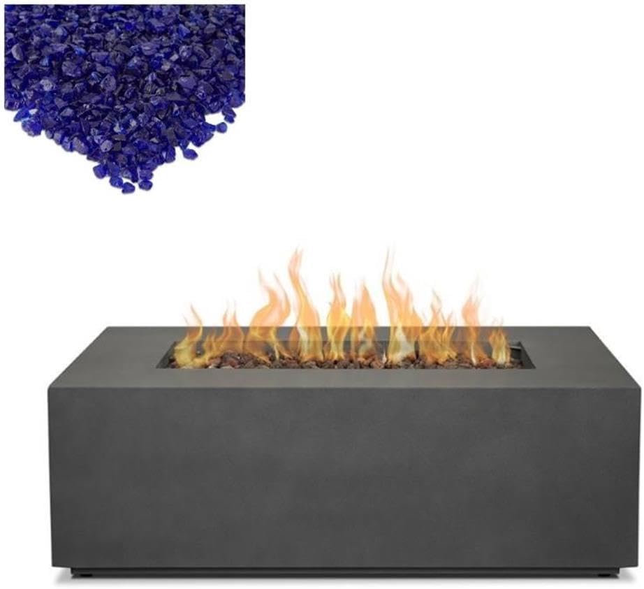 Home Square 2-Piece Set with Small Fire Table & Fire Glass in Slate/Cobalt Blue