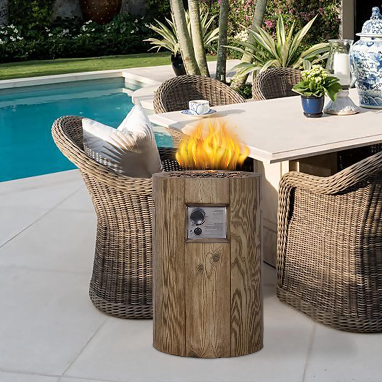 25'' Ore Powder 30,000BTU Adjustable Flame Propane Gas Fire Table with Waterproof Cover