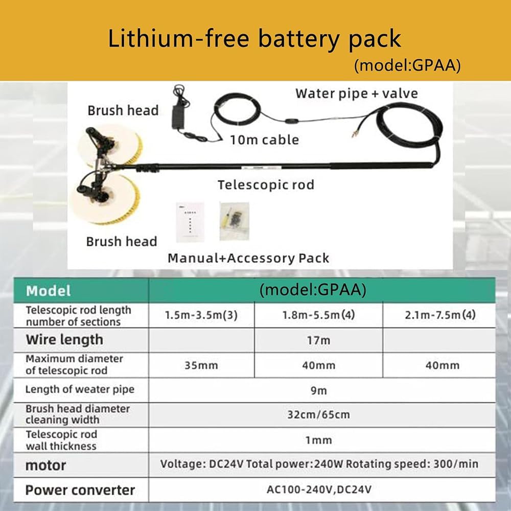 Solar Panel Cleaning Equipment,Telescopic Rod PV Panel Wash Cleaning Machine,Solar Cleaner Robot,Solar Panel Cleaner,Electric Water Fed Pole Kit,Gpaa5.5M