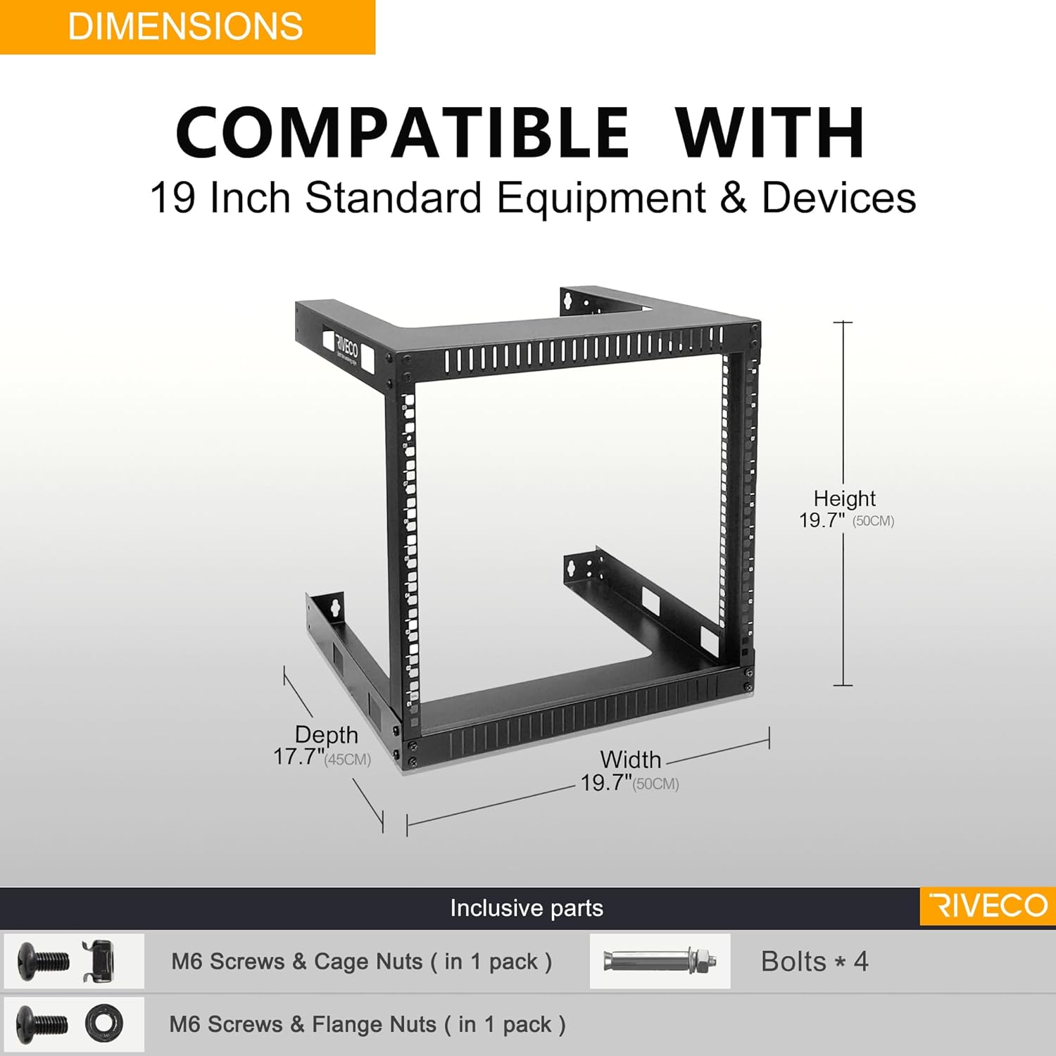 RIVECO 9U Wall Mount Rack for Network – 17.7