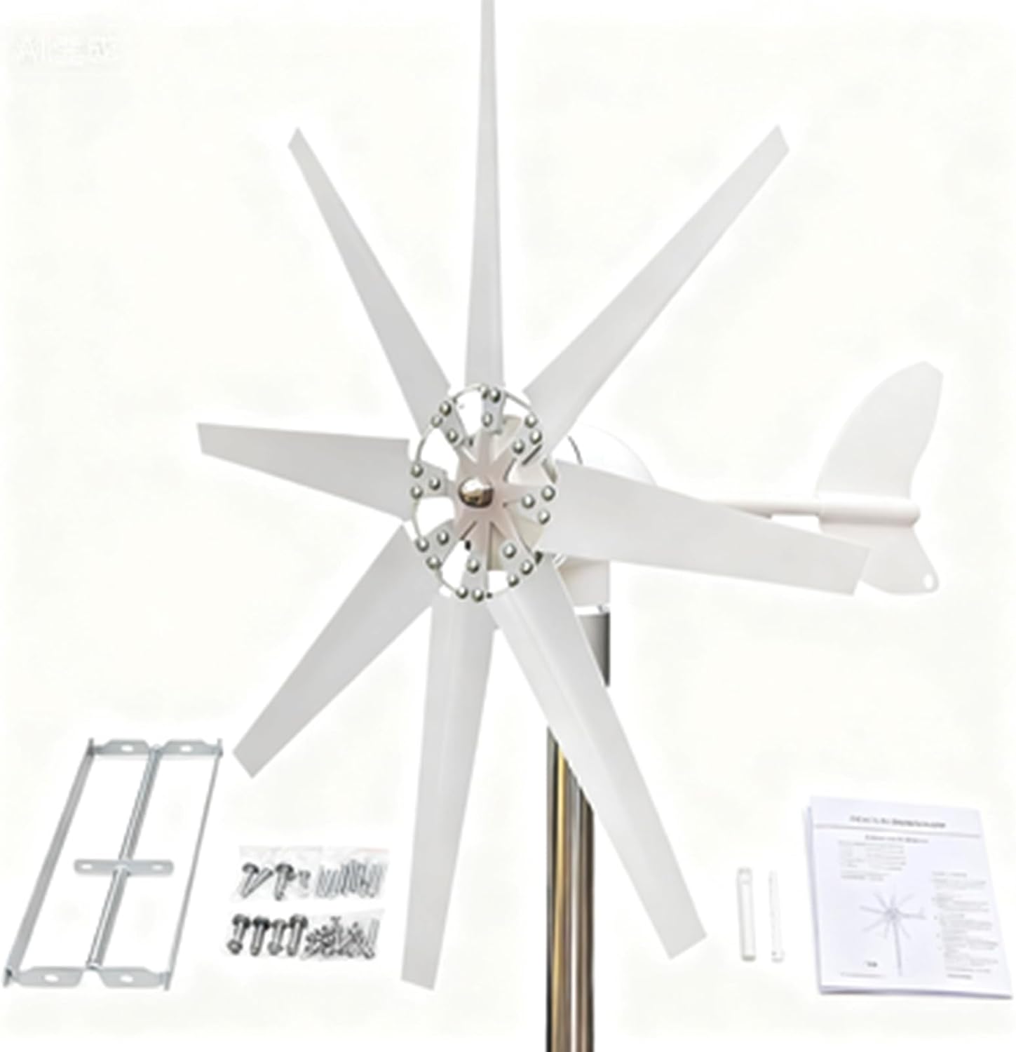 Noiseless Vertical Wind Turbine Generator Kit,16000W 12V 24V 48V 8 Blades Wind Turbines Generator with MPPT Controller Kit for Home Hybrids Streetlight,220v