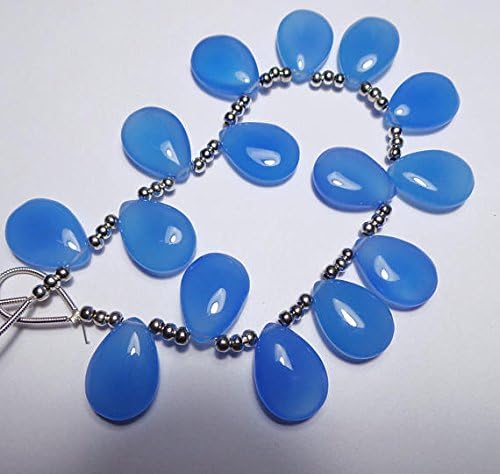 7 Matched Pairs, 18x13 MM Long aprx., COBALT BLUE Chalcedony Smooth Plain Pear Shape Briolettes