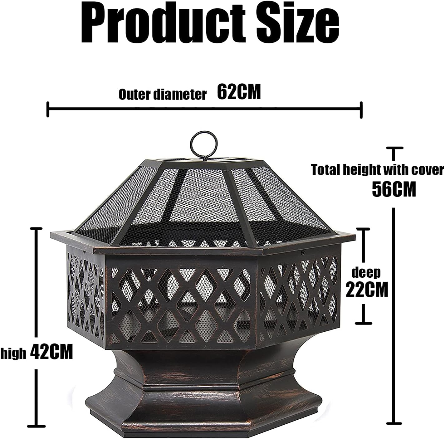 Outdoor Fire Pit Fire Pit for Outdoor Garden Patio, Outdoor Fire Pit Grill, Large Hexagonal Wood Burning Firepit for Backyard Garden, Patio Or Camping Grill Barbecue Rack