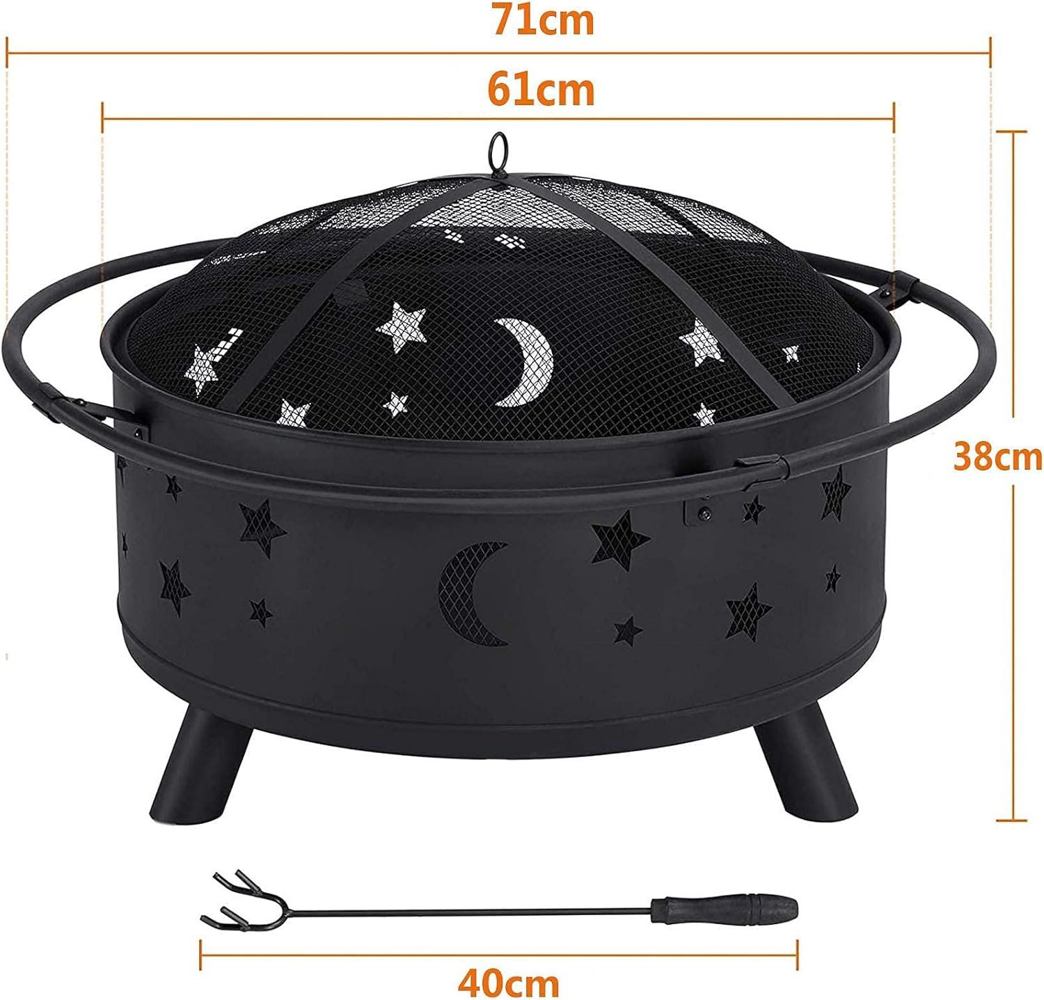 Fire Pit Outdoor Wood Burning Pits for Outdoor d Patio Bonfire Campfire Grill Grate Mesh Spark Screen Poker Waterproof Cover Included