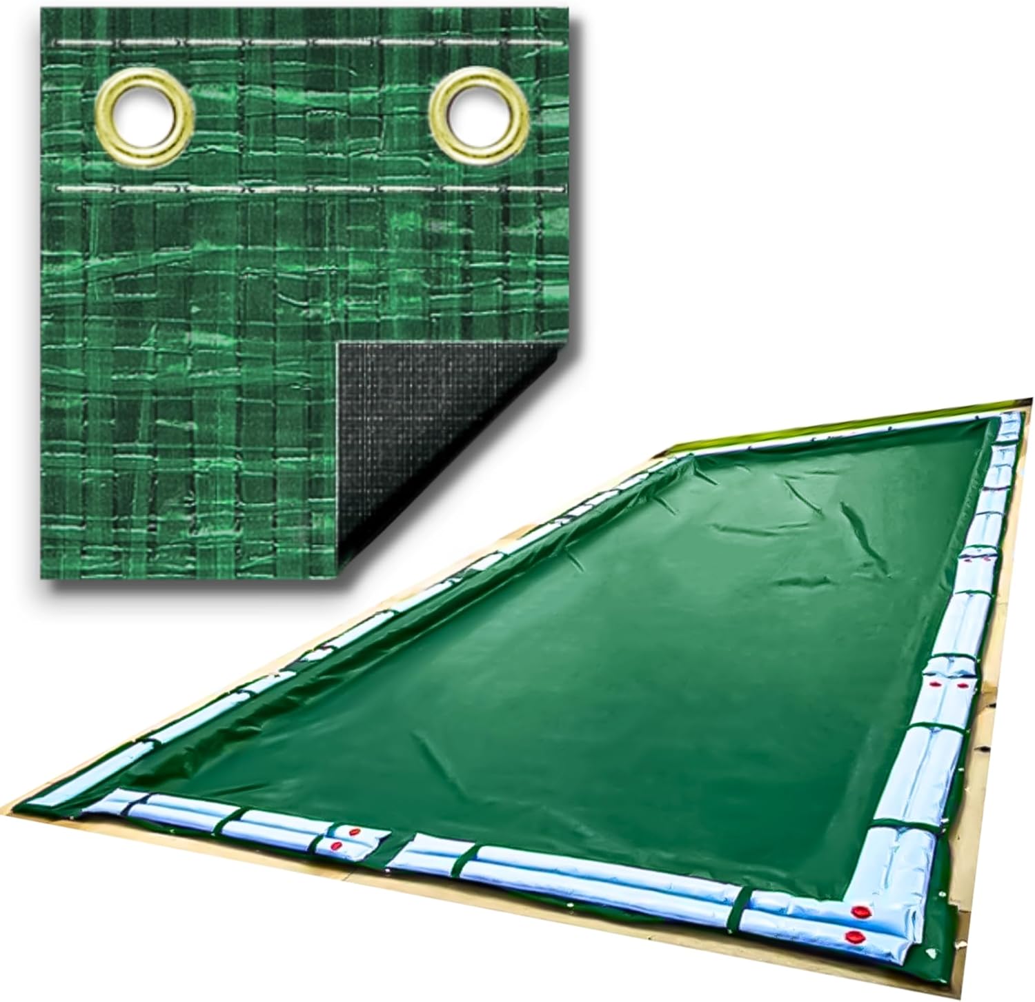 SWIMLINE HYDROTOOLS Ripstopper Heavy Duty Pool Cover For Above Ground Swimming Pools |25 X 45 FT Cover | Green / Black | Water Tube Sleeves | UV Protected For 20X40 FT Rectangle Pools | RIG2040R