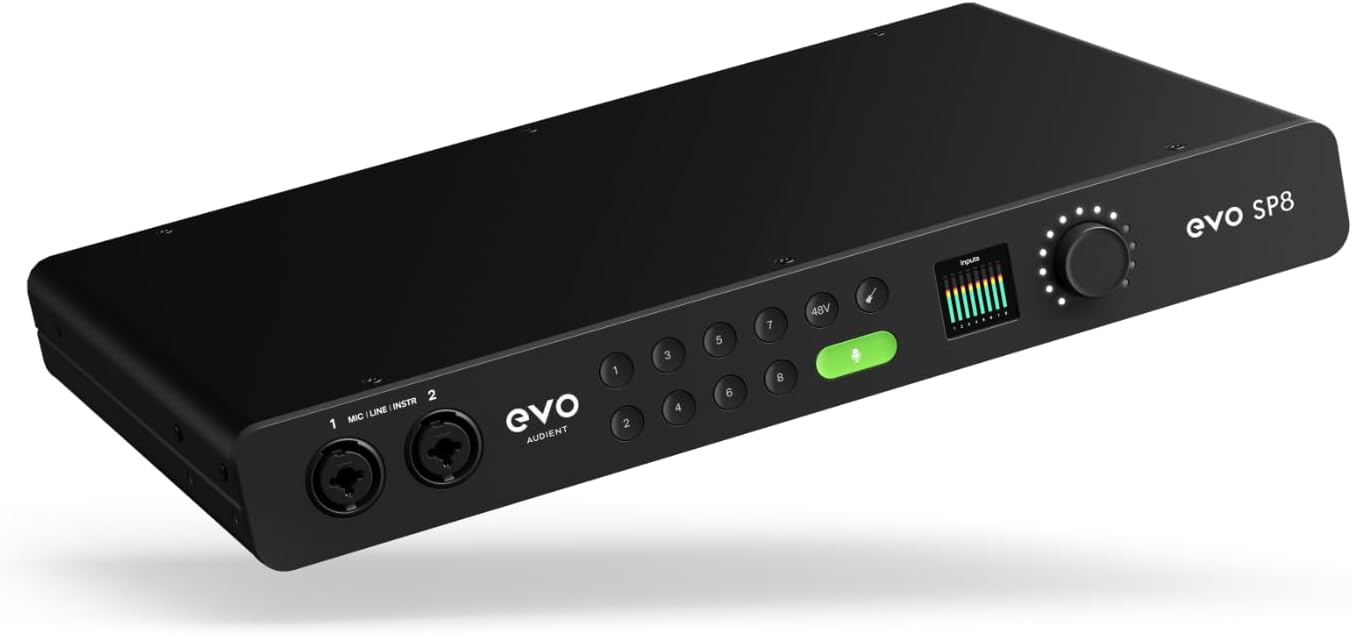 Audient EVO SP8 8-Channel Mic Pre Expansion with 8 ADAT Inputs/8 ADAT Outputs, for the Musician, Producer, or Engineer — Includes 8 EVO Microphone Preamps with Smartgain