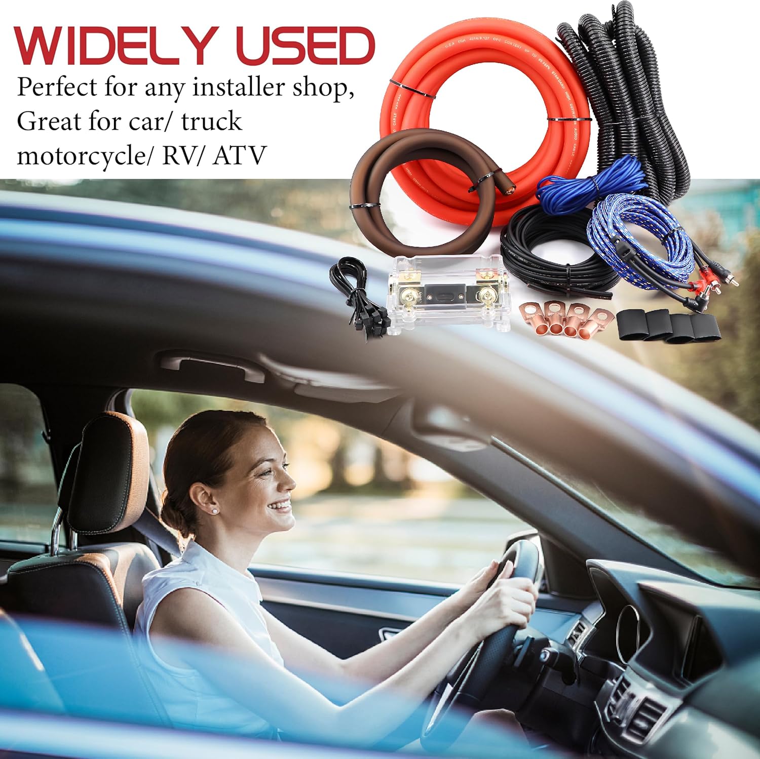 0 Gauge OFC AMP Wiring Kit 3000 Watt Car Subwoofer Wire Install kit for Amplifier Power,Radio and Speakers