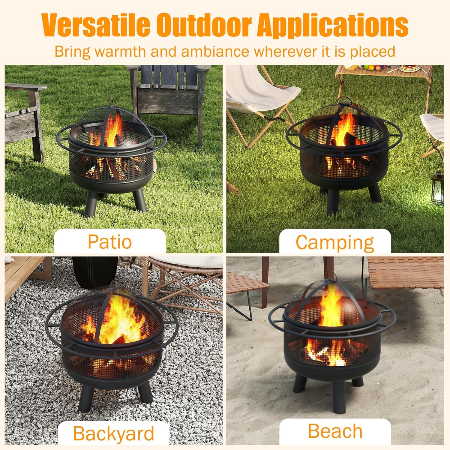 Happygrill Fire Pit Outdoor, 24