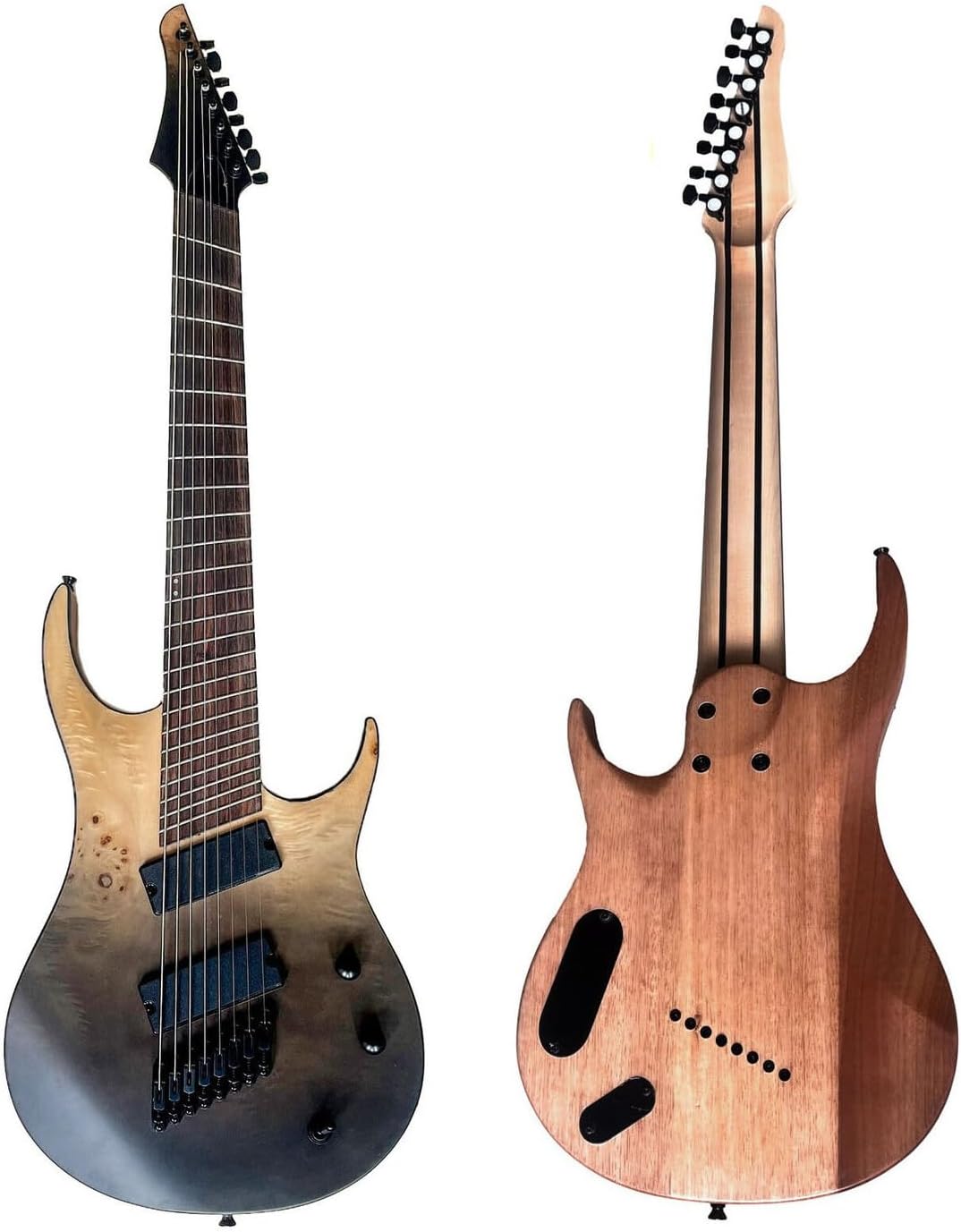 CoByda Upgrade Fanned Fret 8 String Electric Guitar Quilt Maple Top High Output Humbucker Pickups Stainless Steel 24 Frets Full-Size Standard Guitar for Beginner Intermediate & Pro Players