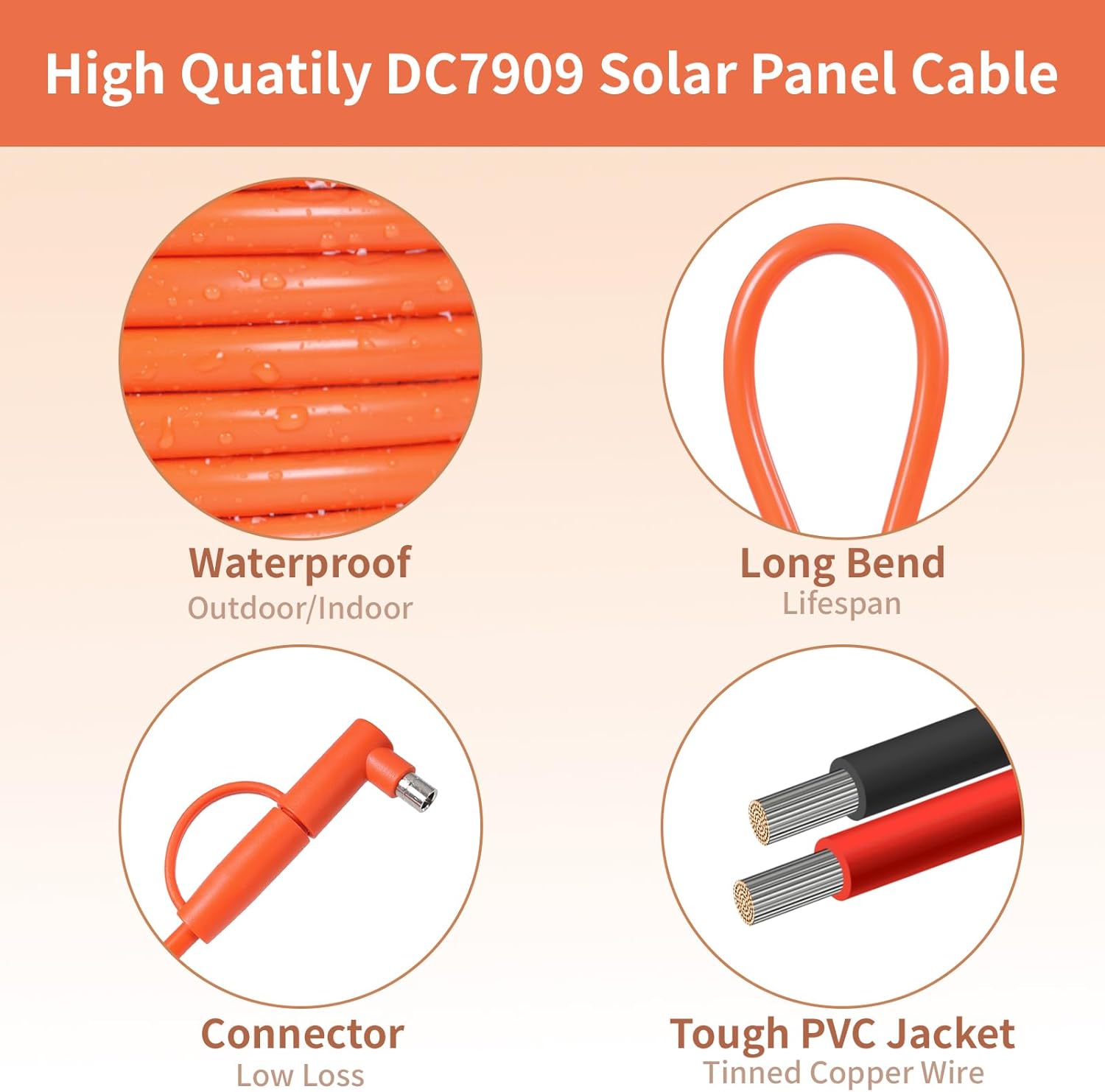 8mm DC Extension Cable 100FT – DC7909 Male to Female Solar Cable with DC8020 Adapter, 14AWG Tinned Copper Wire, Waterproof – Works with Most Portable Power Stations and Solar Generators