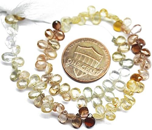 13 inch natural beads strand of 6mm faceted drop multi zircon gemstone briolletes beads for DIY jewelry - necklace, bracelet, earring, ring.