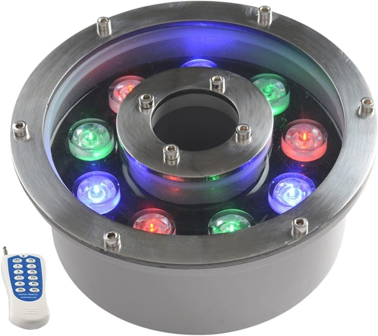 Submersible LED Lights - LED Ring Fountain Lamp - Waterproof IP68 Embedded Fountain Pool Spotlight, Stainless Steel Color Landscape Lights(24W(24V))