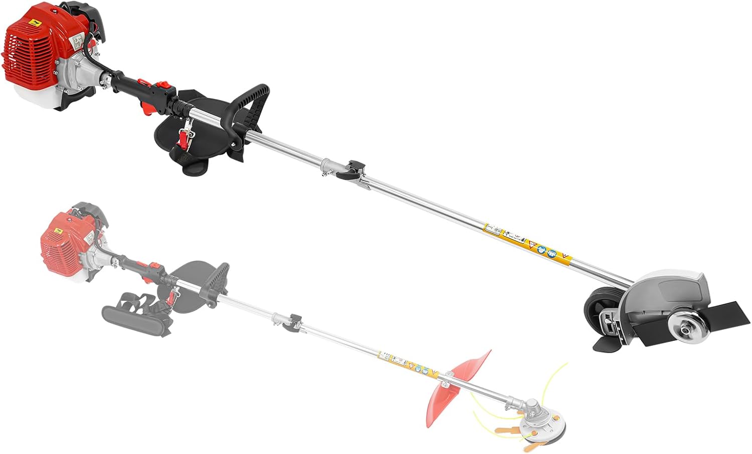 43CC Gas Weed Wacker with 2-Blade Heads, 1.25KW Powerful Gasoline Lawn Mower, High-Speed Mower with Adjustable Handle & Large Fuel Tank for Lawn & Garden Care