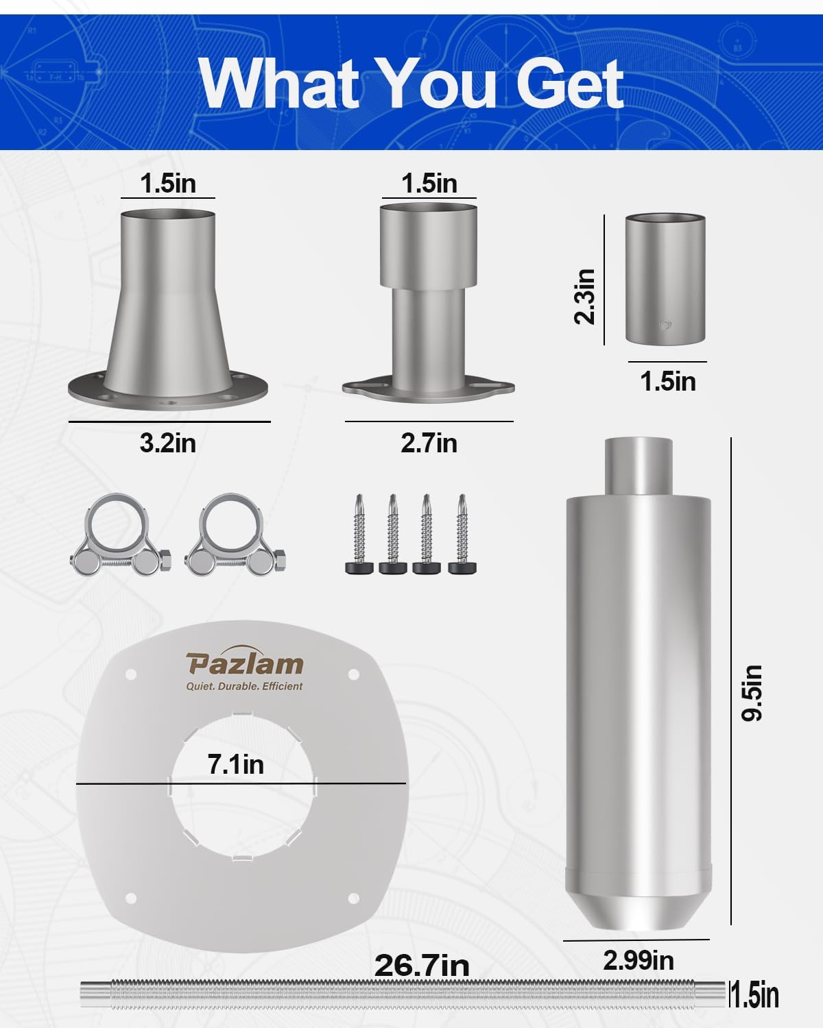 Generator Exhaust Extension Silencer Kit – Universal Fit for Firman, Honda, Champion & More – Heavy-Duty Stainless Steel Muffler with Flexible Pipe – Noise Reduction & Fume Venting