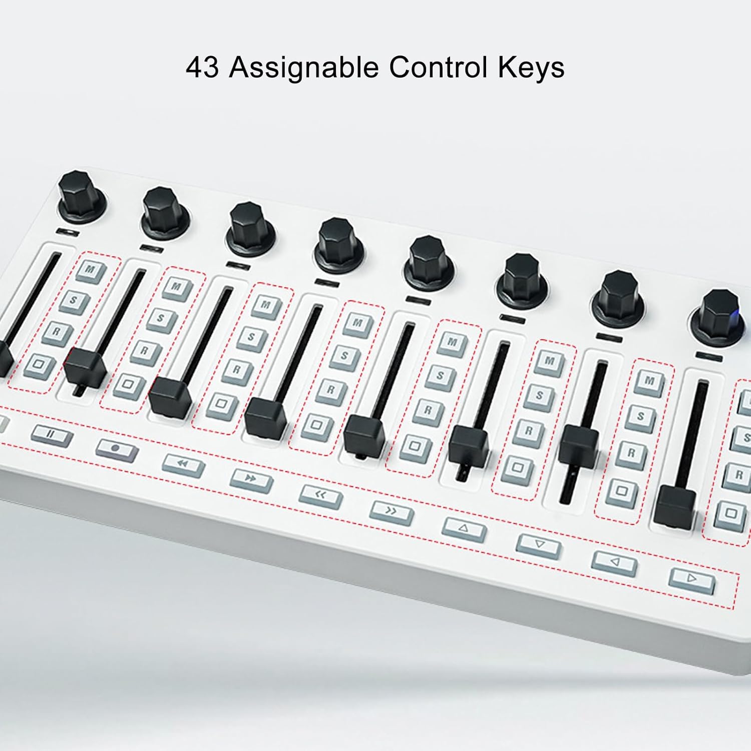 MIDI Controller Mixer, 8 Push Buttons Keyboard Controller43 Control Keys 8 Knobs USB MIDI Mixing Console