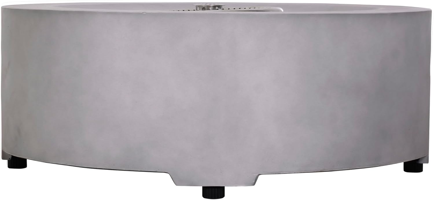 Diameter 30 Inch x 11 Inch Round Faux Concrete Texture Propane Gray Fire Pit with PVC Weather Cover