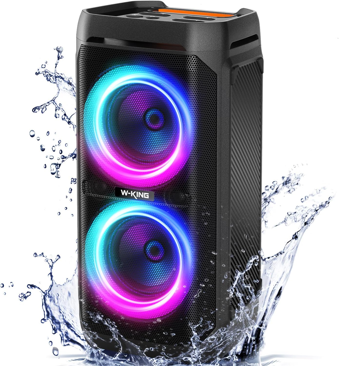 W-KING Portable Bluetooth Speaker 240W, Loud Boom Box with Deep Bass Subwoofers, IPX6 Waterproof Party Outdoor Speaker, Speakers Bluetooth Wireless, RGB Lights, 24H, Mic&Guitar Input, Echo, EQ, AUX
