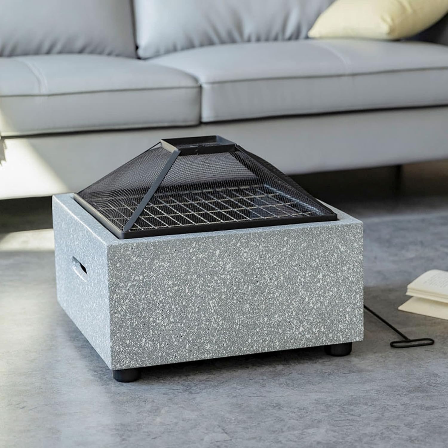 Fire Pit Square Wood Burning fire Pit, Outdoor Barbecue, Heating, ice Pit Three in one Terrace Garden fire Pit