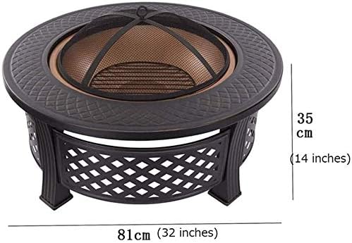 Fire Pits Outdoor Wood Burning Round Metal Firepit, Wood Burning Pit - Includes Spark Screen - Great for Outdoor and Patio with Cover BBQ Cooking for Outside Camping Backyar