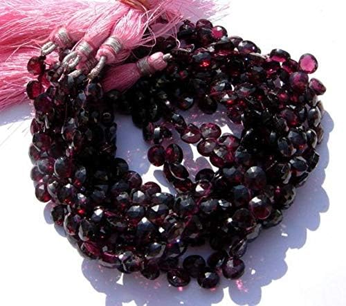 13 inch natural beads strand of 6.5-7mm faceted heart garnet gemstone briolletes beads for DIY jewelry - necklace, bracelet, earring, ring.