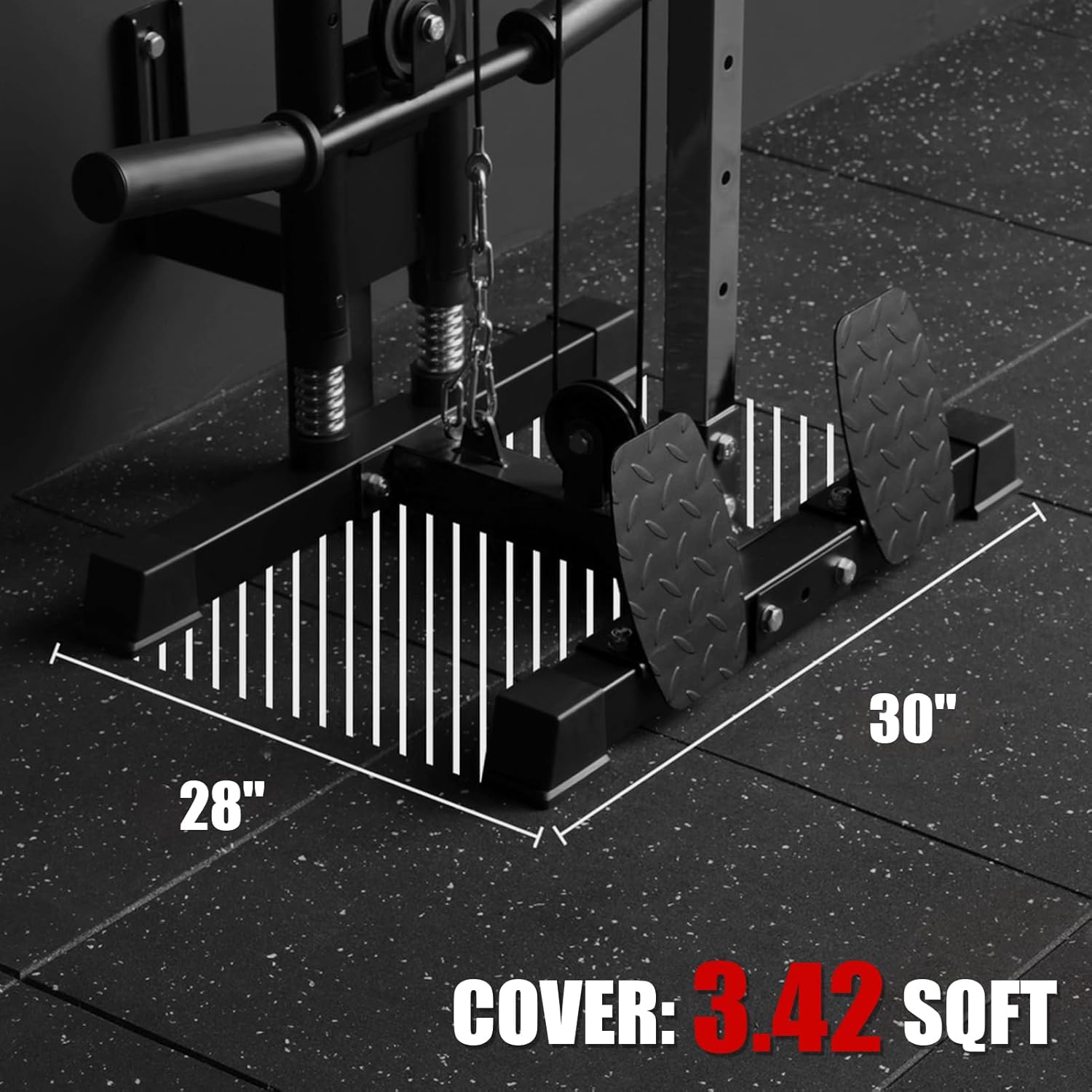 ER Kang Cable Station Wall Mount, 18in Pulley Tower, Dual Pulley System, High & Low Cable Machine, LAT Pull-Down & Row Tower with Flip-Up Footplate, Home Gym Cable Crossover, Black