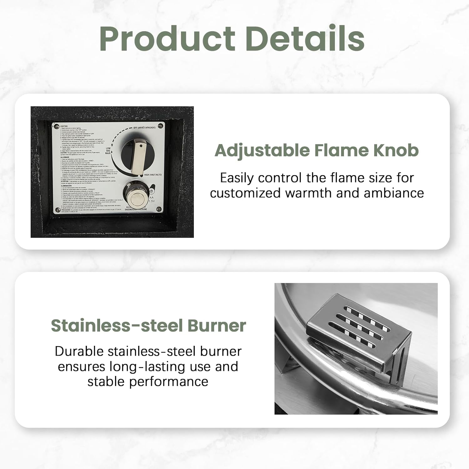 ECOTOUGE 2-Piece Propane Fire Pit, Outdoor Gas Fire Pit Table w/Tank Cover, 30''Auto-Ignition Steel Fire Table, 50,000 BTU Hexagon Concrete Fire Pit w/Weather-Resistant Pit Cover, Lava Rocks, Black