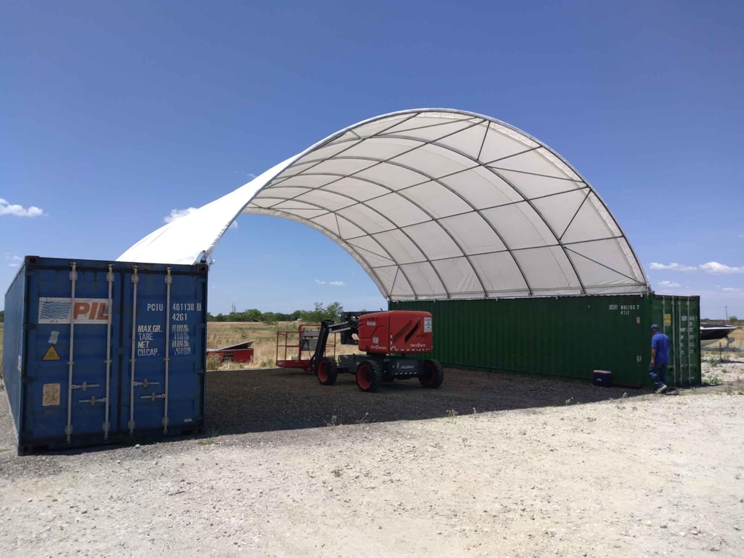 Shipping Container Canopy Shelter, Complete Interior Space, Shipping Container Attachment, for Warehouse, Farm Tent, Equipment Storage (No Front and Rear End-Wall), 20'x40',11oz