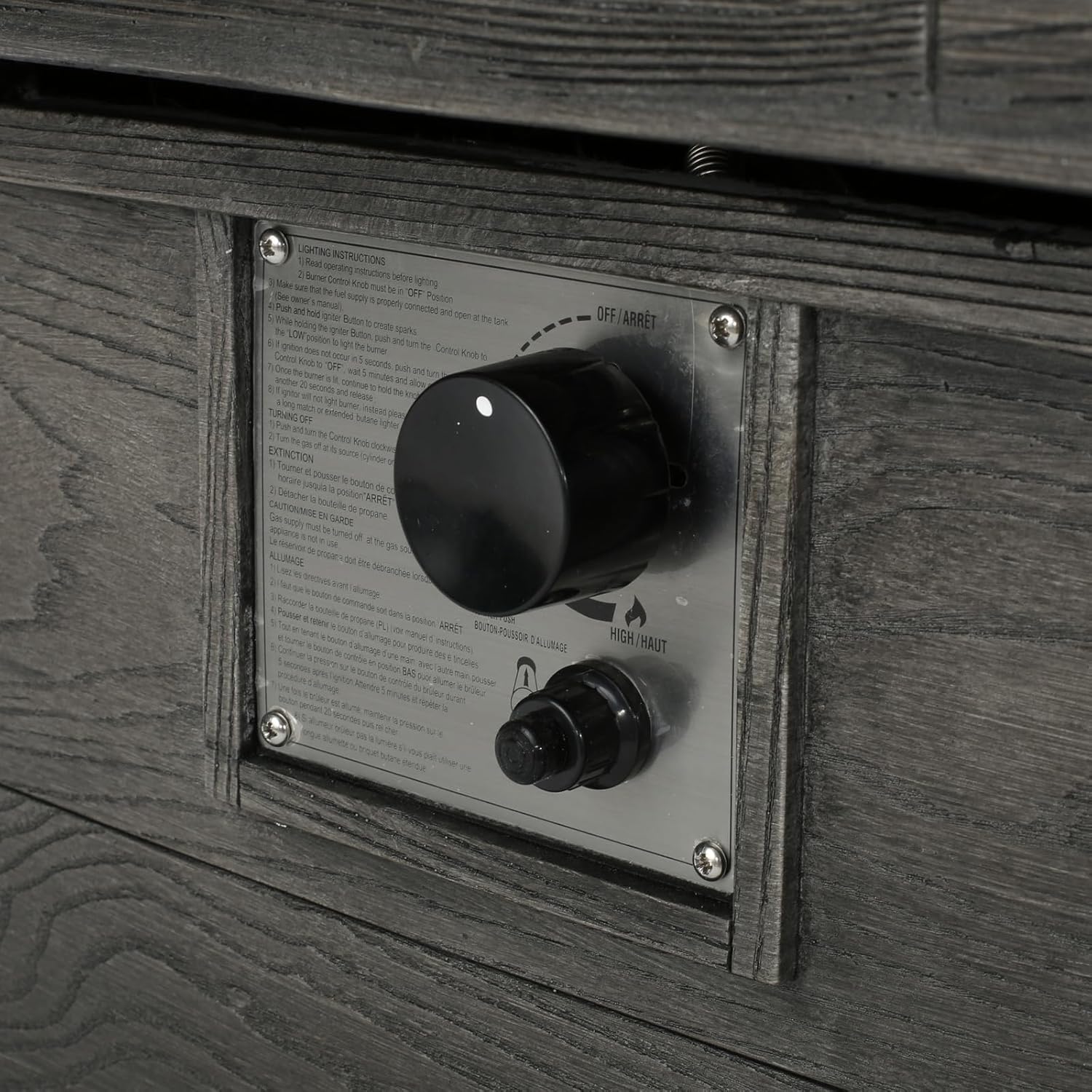 Penau 56 Inch Outdoor 50,000 BTU Rectangular MgO Concrete Propane Fire Pit Grey Wood Pattern Simplified Setup Cozy Warmth