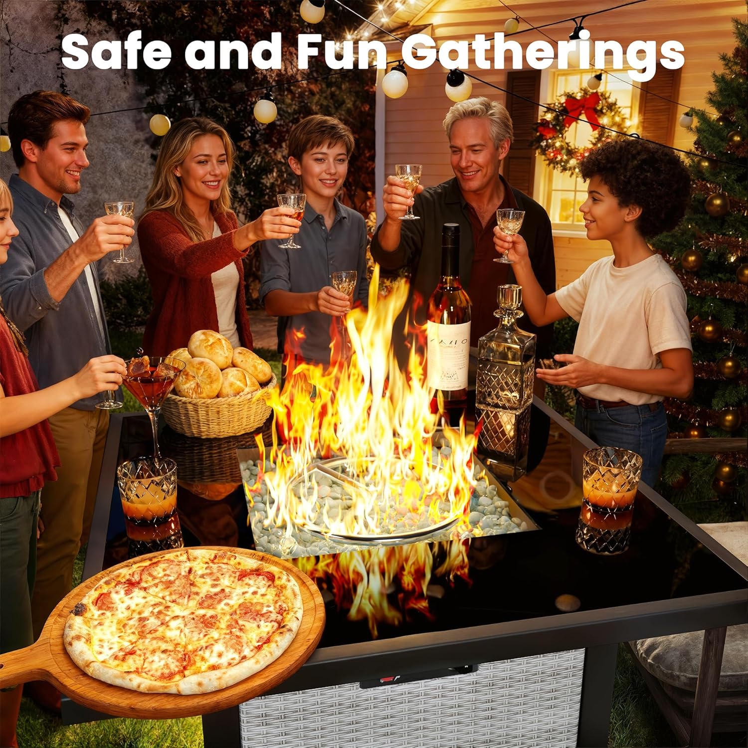 Propane Fire Pit Table, Outdoor Fire Pit Table, 28