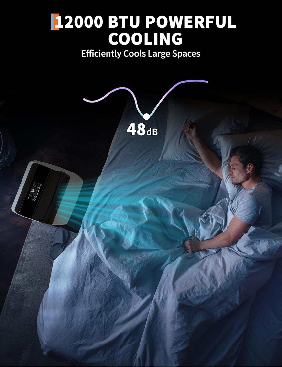 12,000 BTU Portable Air Conditioner, Cools Up to 550 Sq. Ft, 3-In-1 Room Air Conditioner With Drainage-Free, 48db Quiet Operation, Remote Control, 24Hrs Timer, Easy Install Kit for Home