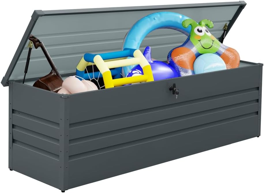 260 Gallon Metal Outdoor Deck Box Waterproof