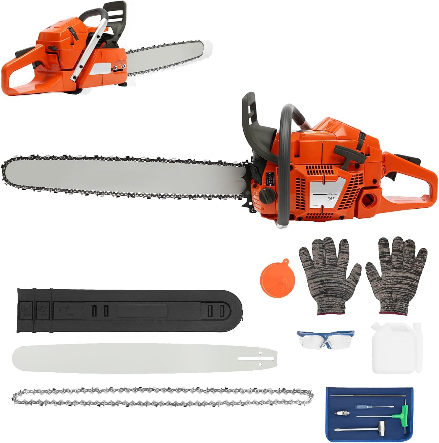Gas Chainsaw 65CC 24 Inch Chain Saw 2 Stroke Chainsaw Gas Powered Handheld Cordless Petrol Gas Chain Saws for Trees Wood Farm Garden Ranch Forest Cutting (65CC)