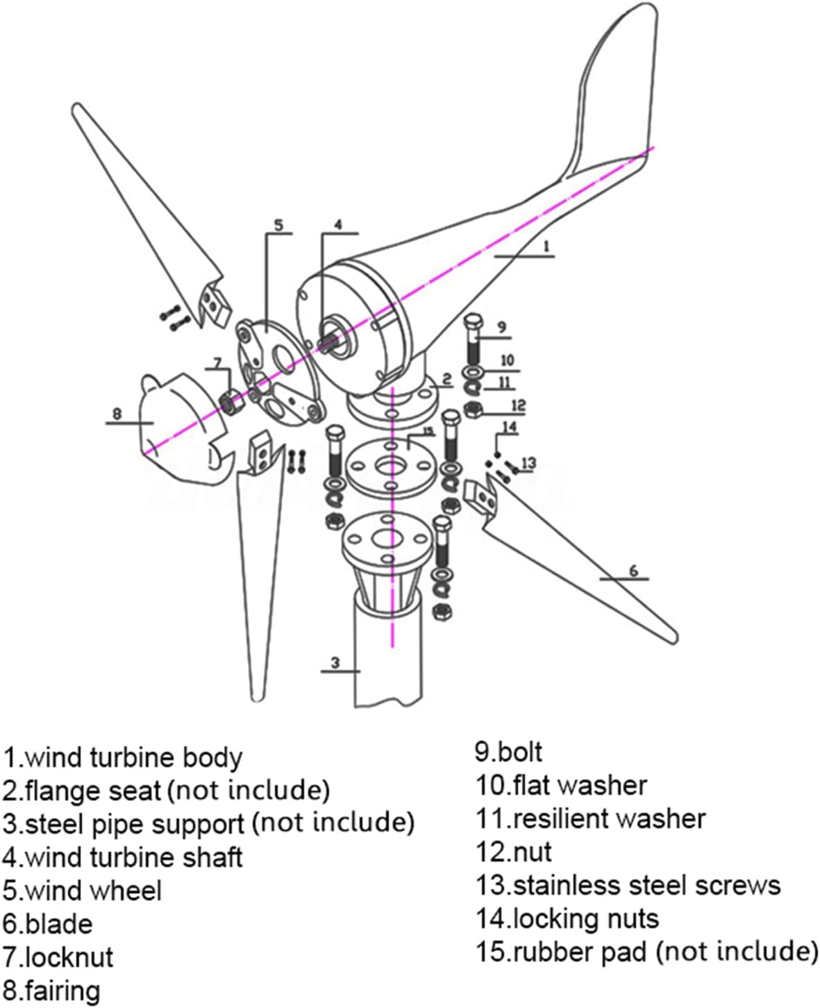 9000W-12000W Wind System Windmill Turbine Generator Kit + Charge Controller for Home Use (48V- 6 Fan Blades)