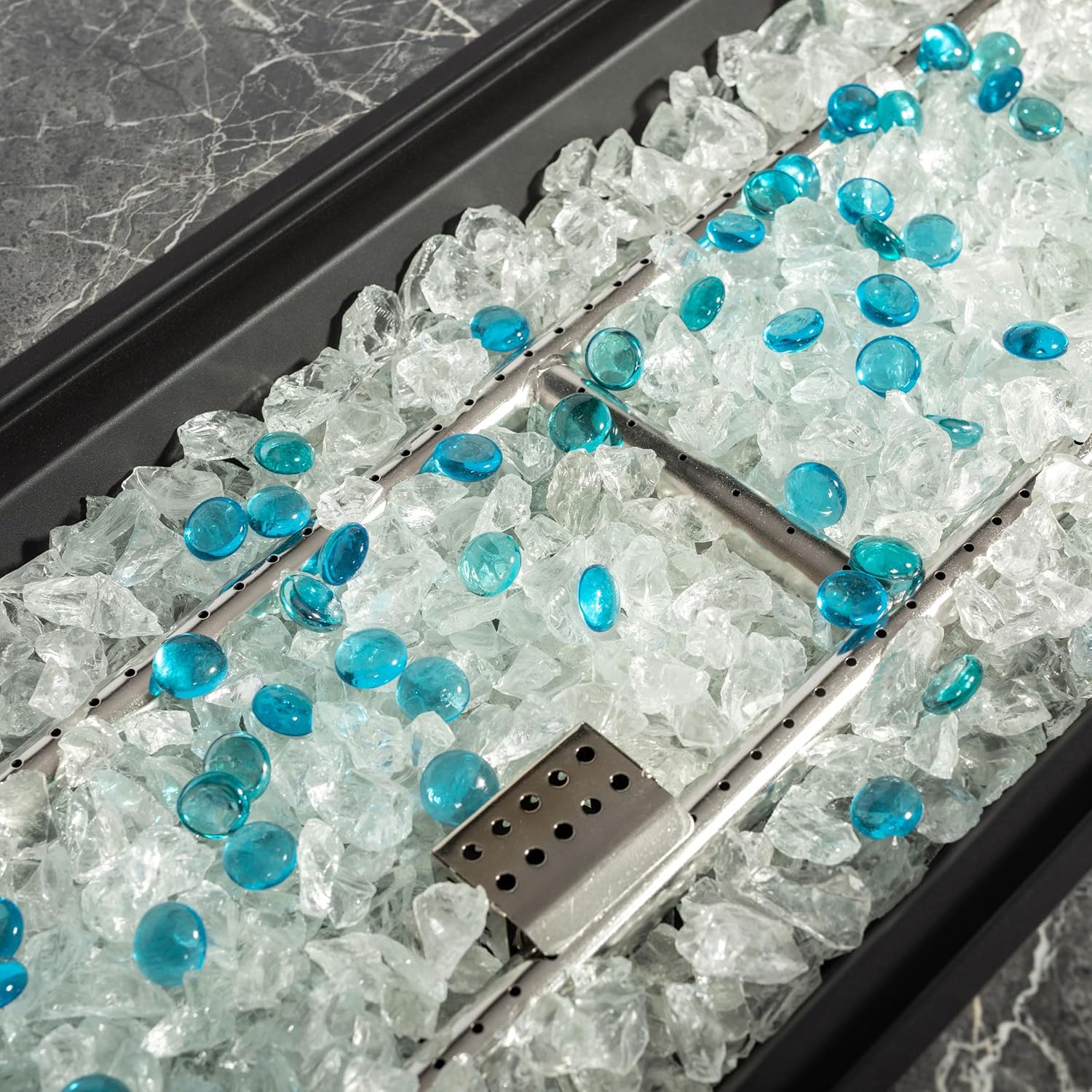 44 inch Outdoor Pit Table Propane fire Table with Ceramic Tabletop Gas Square Heating Table