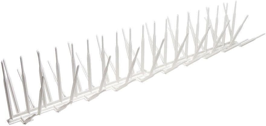 Bird B Gone - White Plastic Anti Bird Spikes (100') - Humane Deterrent - Stops Pigeons & Birds from Roosting - UV-Stabilized Polycarbonate - for Rooftops, Ledges, Fences, Etc - Made in USA