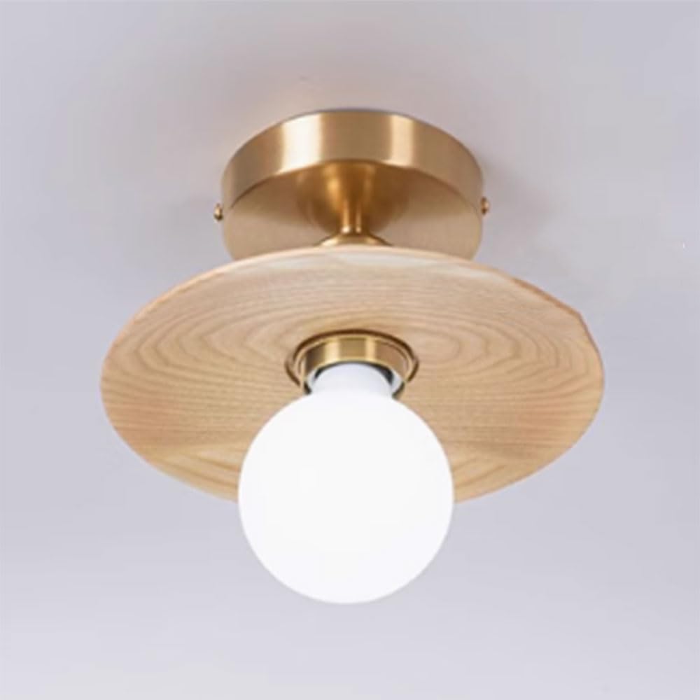 Retro Nordic Wooden Semi Flush Mount Ceiling Light - Mid Century Modern Lighting Fixtures for Farmhouse Entryway and Living Spaces