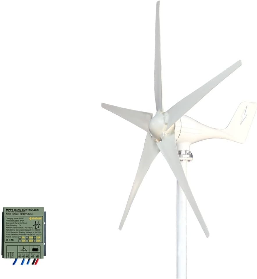 Wind Turbine Generator Kit, 1000W Horizontal Wind Turbine 12V 24V 48V Alternative Generators Free Energy Windmill With MPPT Controller Wind System for Hybrid Solar Wind System(With MPPT controller,48V