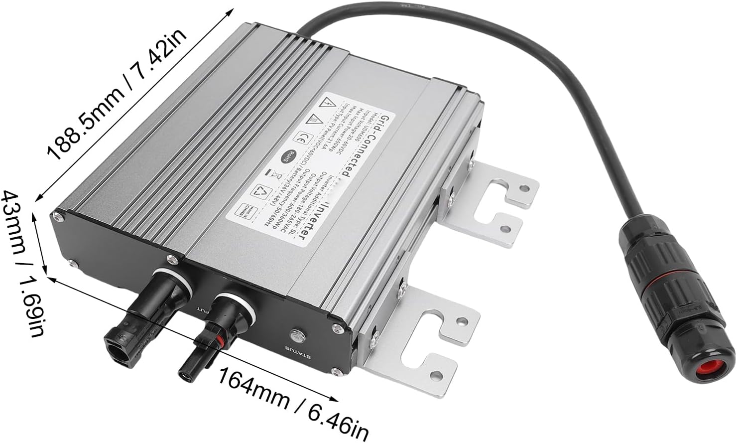 Solar Grid Tie Inverter, MPPT Smart PV System Aluminum Alloy Photovoltaic Grid Connected Inverter