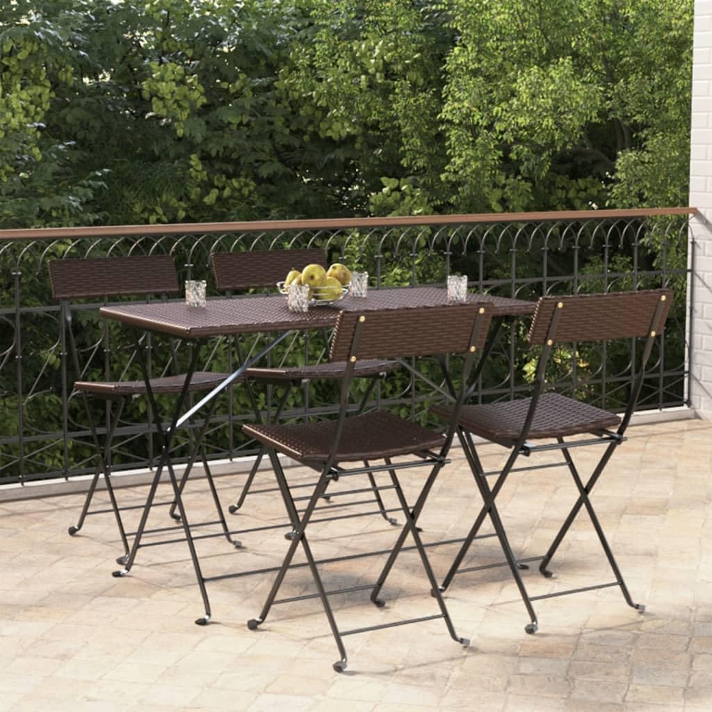 Folding Bistro Chairs 4 pcs Brown Poly Rattan and Steel,Folding Patio Bistro Chairs for Garden & Terrace Comfortable and Durable Outdoor Furniture, Outdoor Chairs