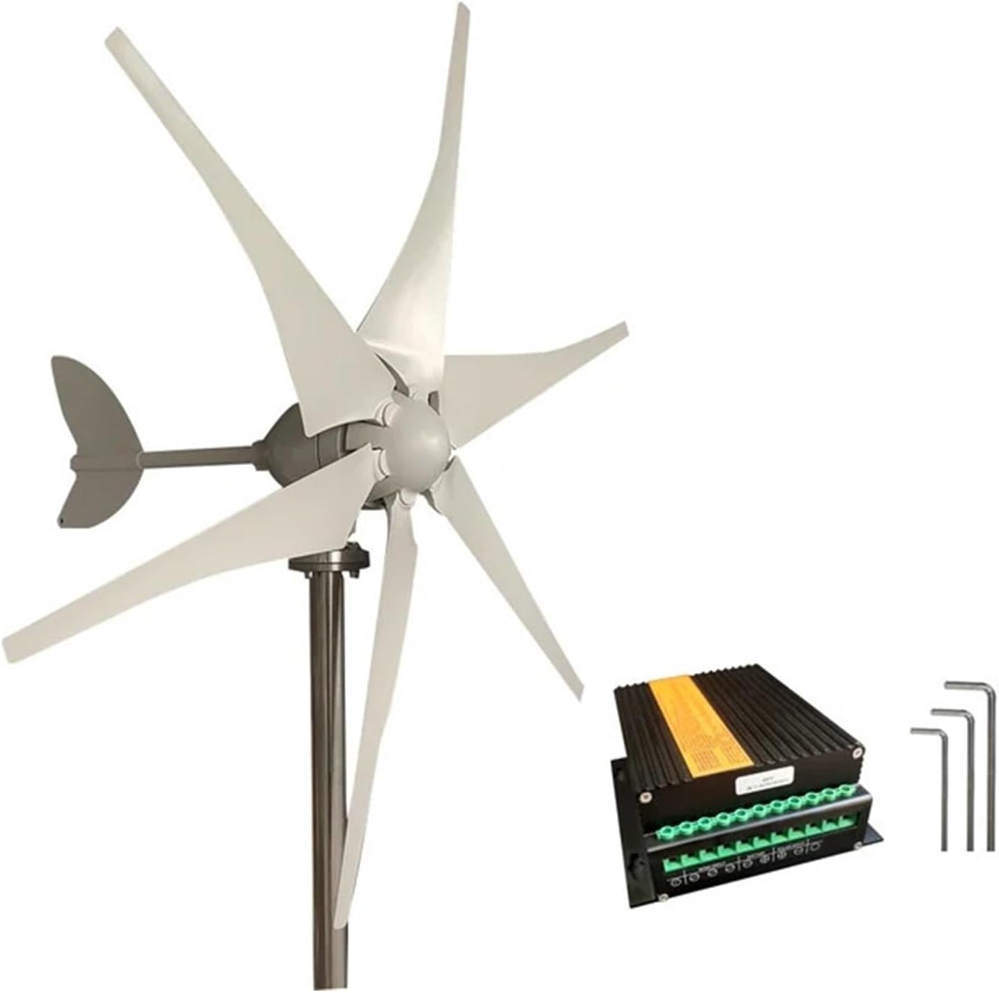 3000W Wind Turbine Kit Horizontal Turbine 12V/24V/48V Low Noise Wind Power Generator with MPPT Controller Low Starting Speed for Home(Model2,24V_3000W)