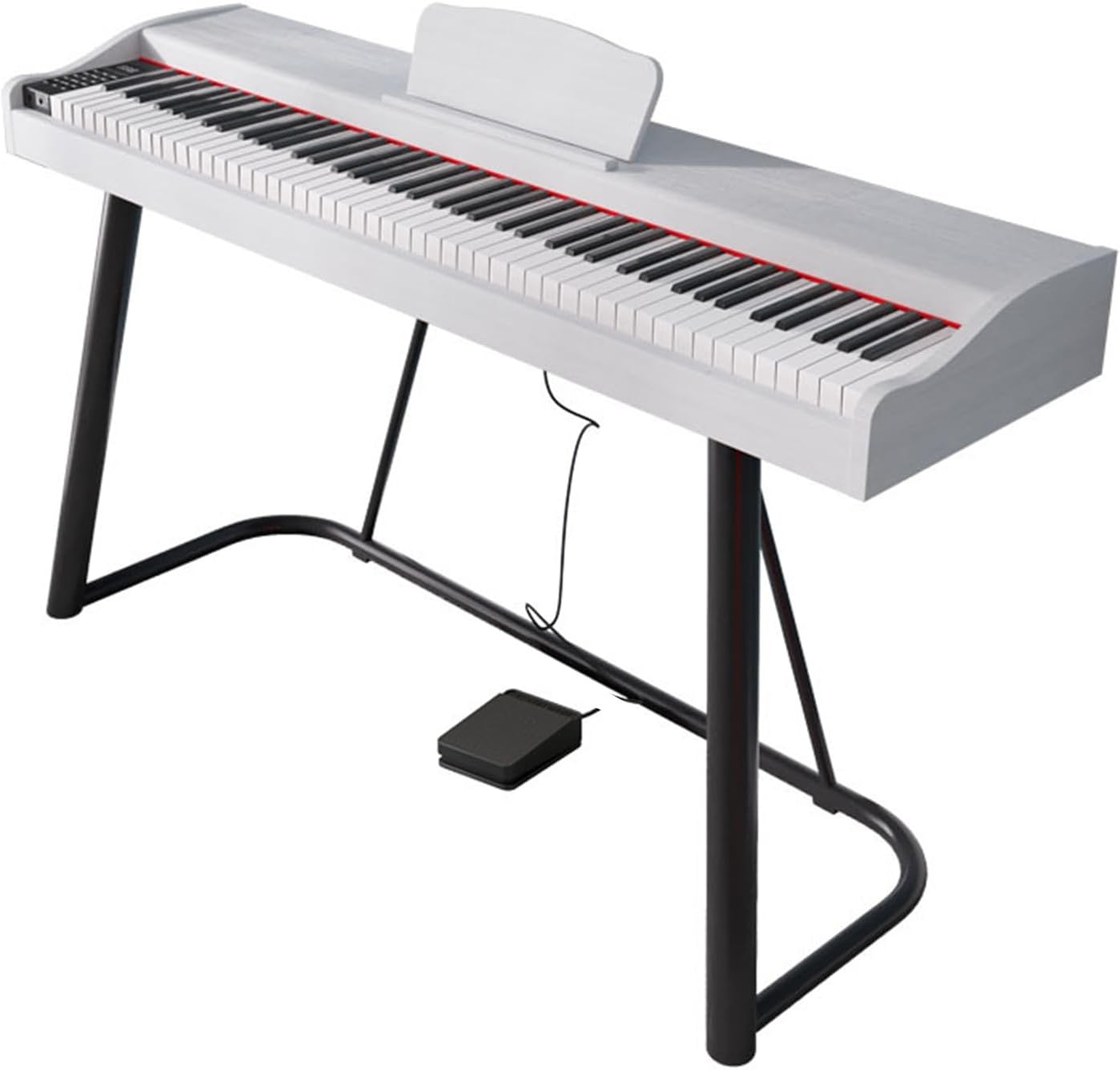 88 Keys Weighted Keyboard With Stand, Sustain Pedal, Hammer-Action Digital Piano, Portable Electronic Keyboard Full Size with Dual Speakers, Support Bluetooth MIDI For Beginner, Professional(White)