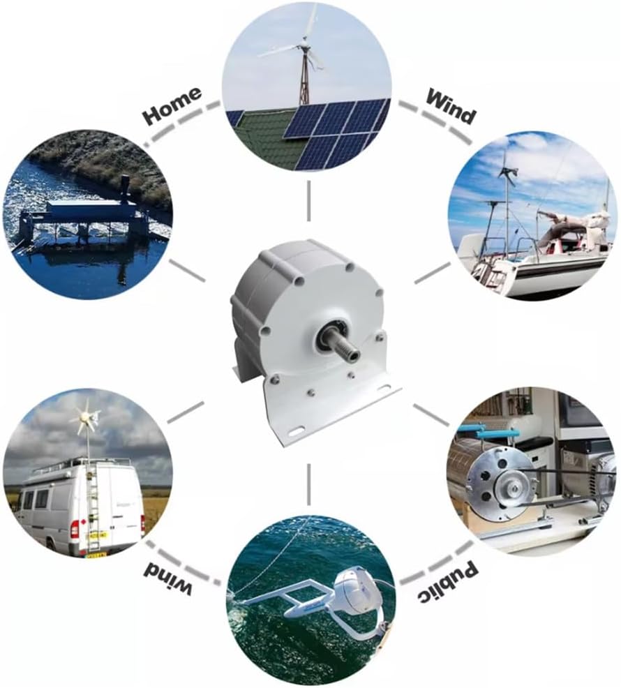 220v,HYZHANHONG 220V Low Speed AC Alternator Generators,5000W Gearless Permanent Magnet Generator with Base Use for Wind Turbine Water Turbine (White),12V- 220V