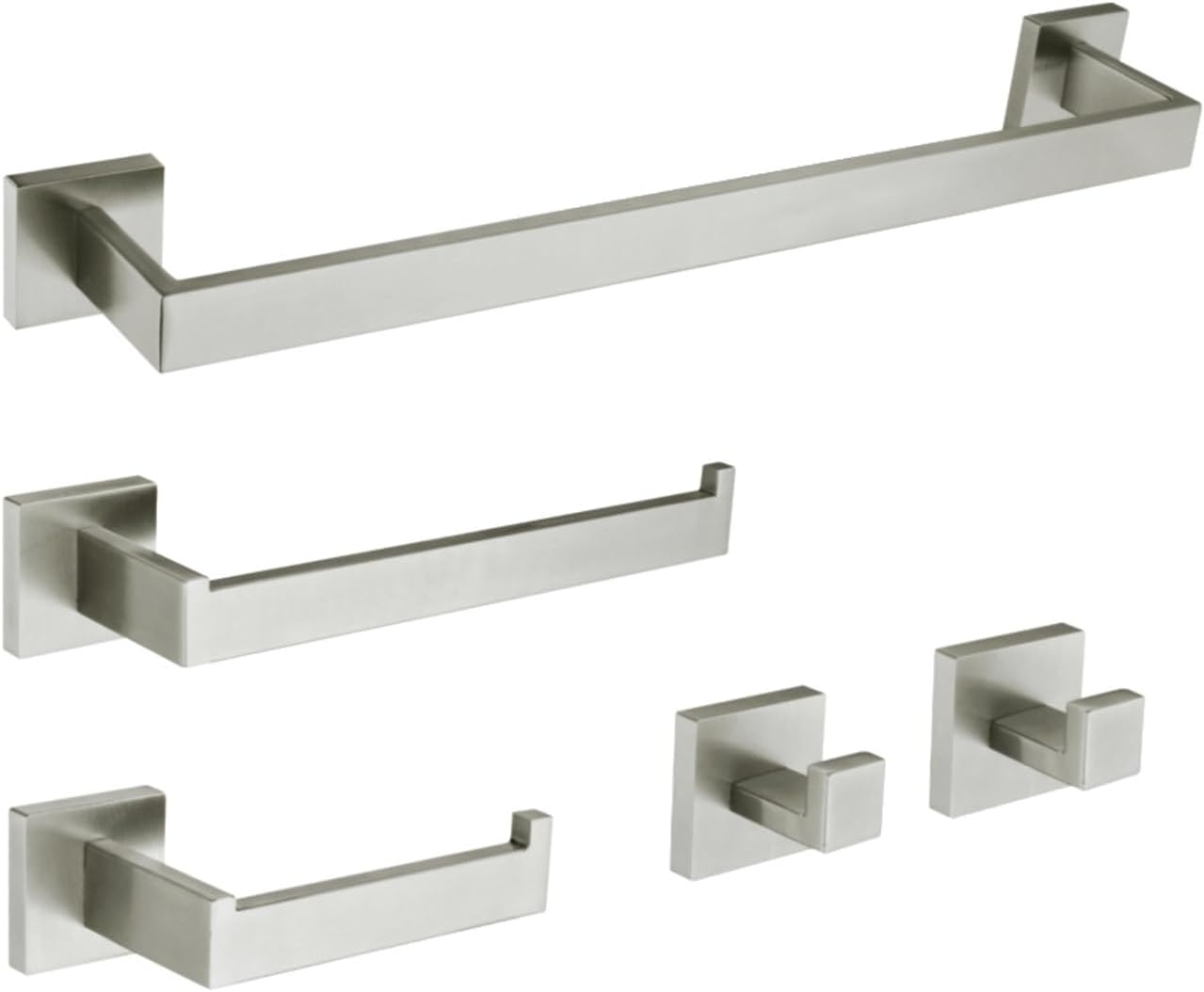 Kingston Brass BAHK6024778BN Lasdun 5-Piece Bathroom Accessory Set, Brushed Nickel towel-bars, 20-3/16'' (L) x 2-3/16'' (W) x 3-3/16'' (H)