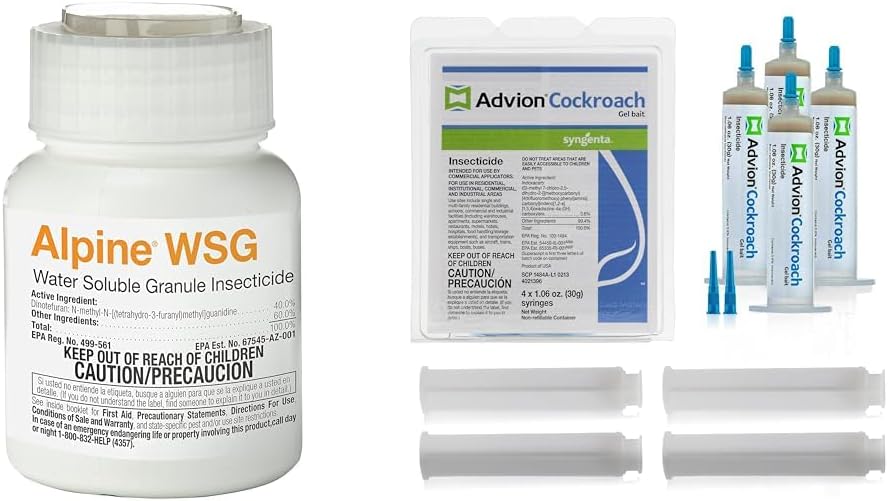 BASF Alpine WSG 200G Insecticide Bundle with Advion Cockroach Gel Bait, 4 Tubes x 30-Grams, German Roach Killer