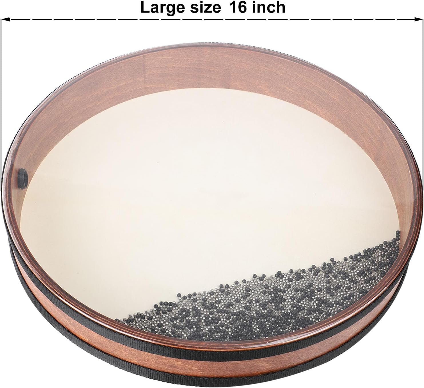 Ocean Drum 16 inch Large Size Sea Wave Drum with Goatskin Drumhead,Steel&Plastic Wave Bead,Bag, Sound Healing Instrument for Yoga Meditation Relaxation