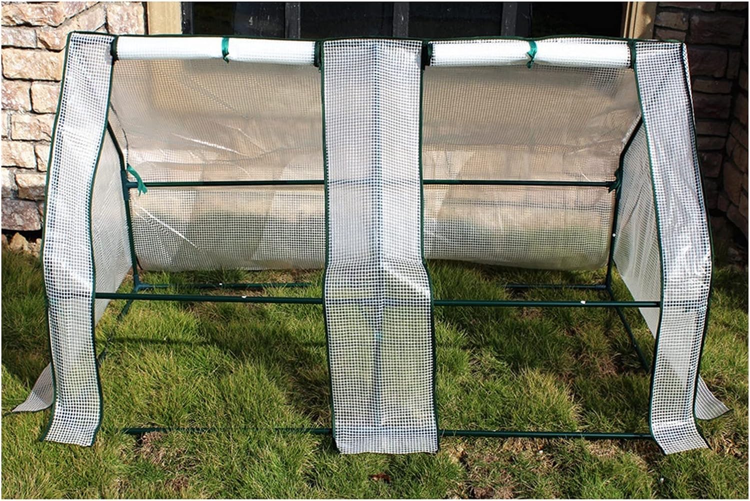 Greenhouse Cover, White PE Plant Growth Room, Double Zipper with Reinforced Cover and Strong Steel Frame, Used for Outdoor Garden Lawn, Heat Insulation and Rainproof